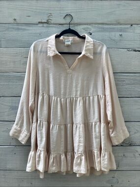 Paisley Vine creamy Tiered Collared Blouse Ruffled Romantic Feminine Summer